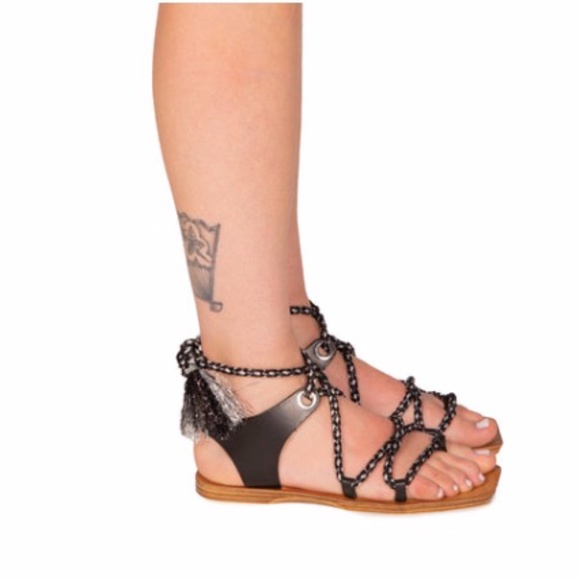 MADE IN ITALY, Gladiator Rope Sandals, Genuine Black Leather, Size 40, BRAND NEW - Picture 3 of 4